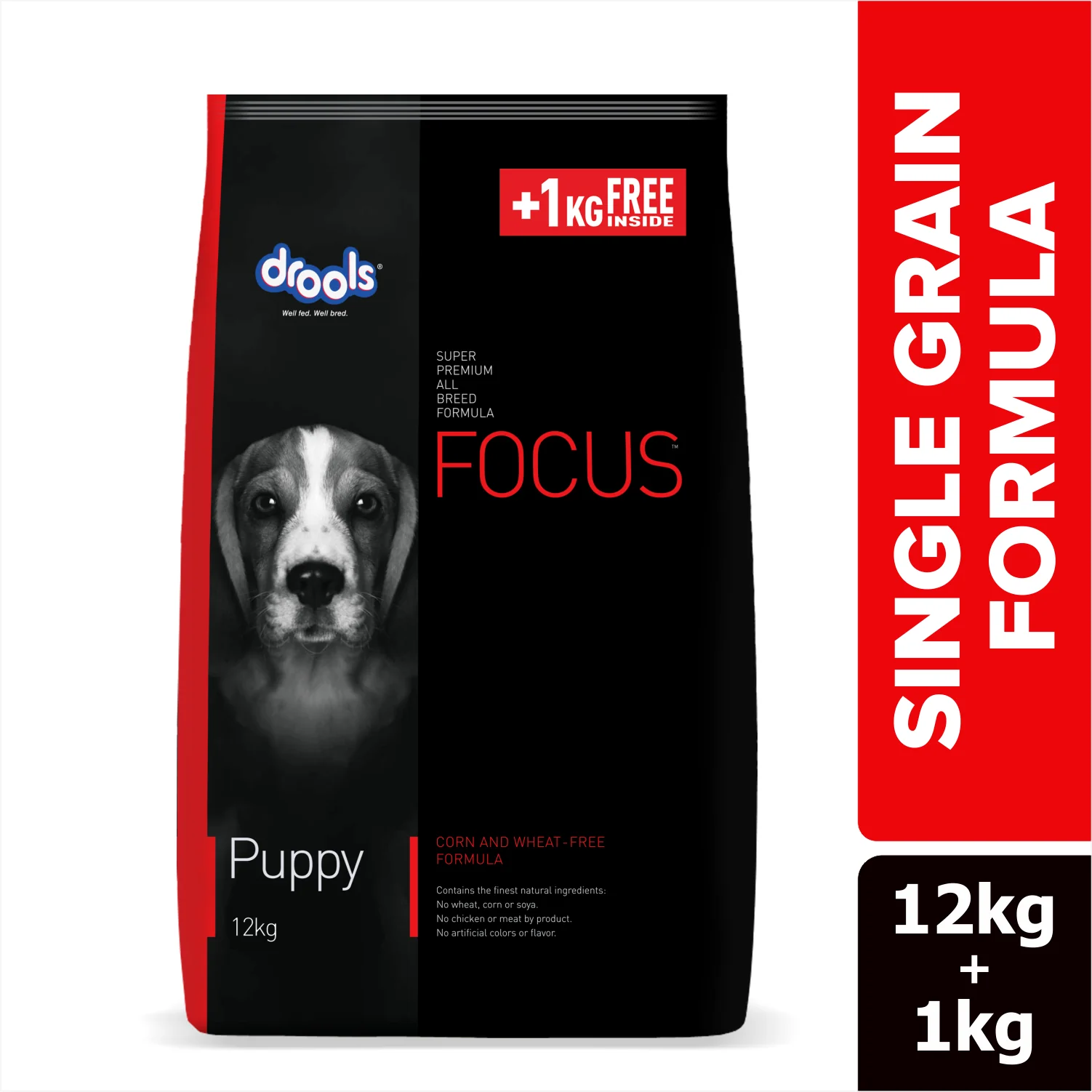 Drools Focus Super Premium Dry Food and Chicken & Chicken Liver Chunks in Gravy Puppy Dog Wet Food Combo - Runbopad