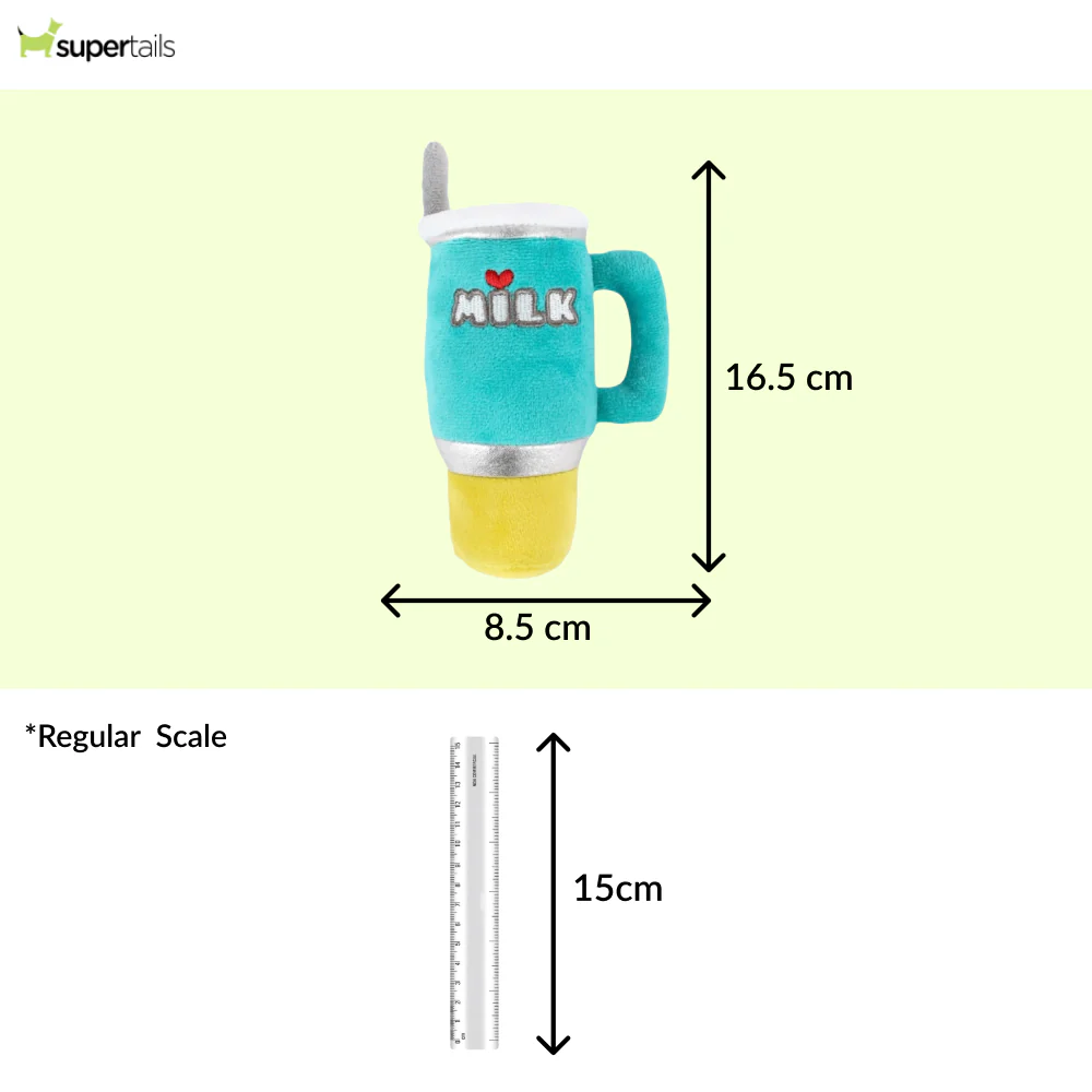 Talking Dog Club Milk Mug Plush Toy for Dogs (Green) - Runbopad