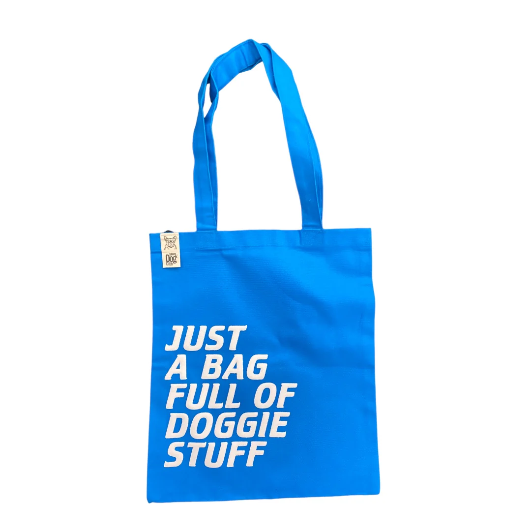 Talking Dog Club Just a Bag Full of Doggie Stuff Carry All Tote Bag for Women (Blue) - Runbopad
