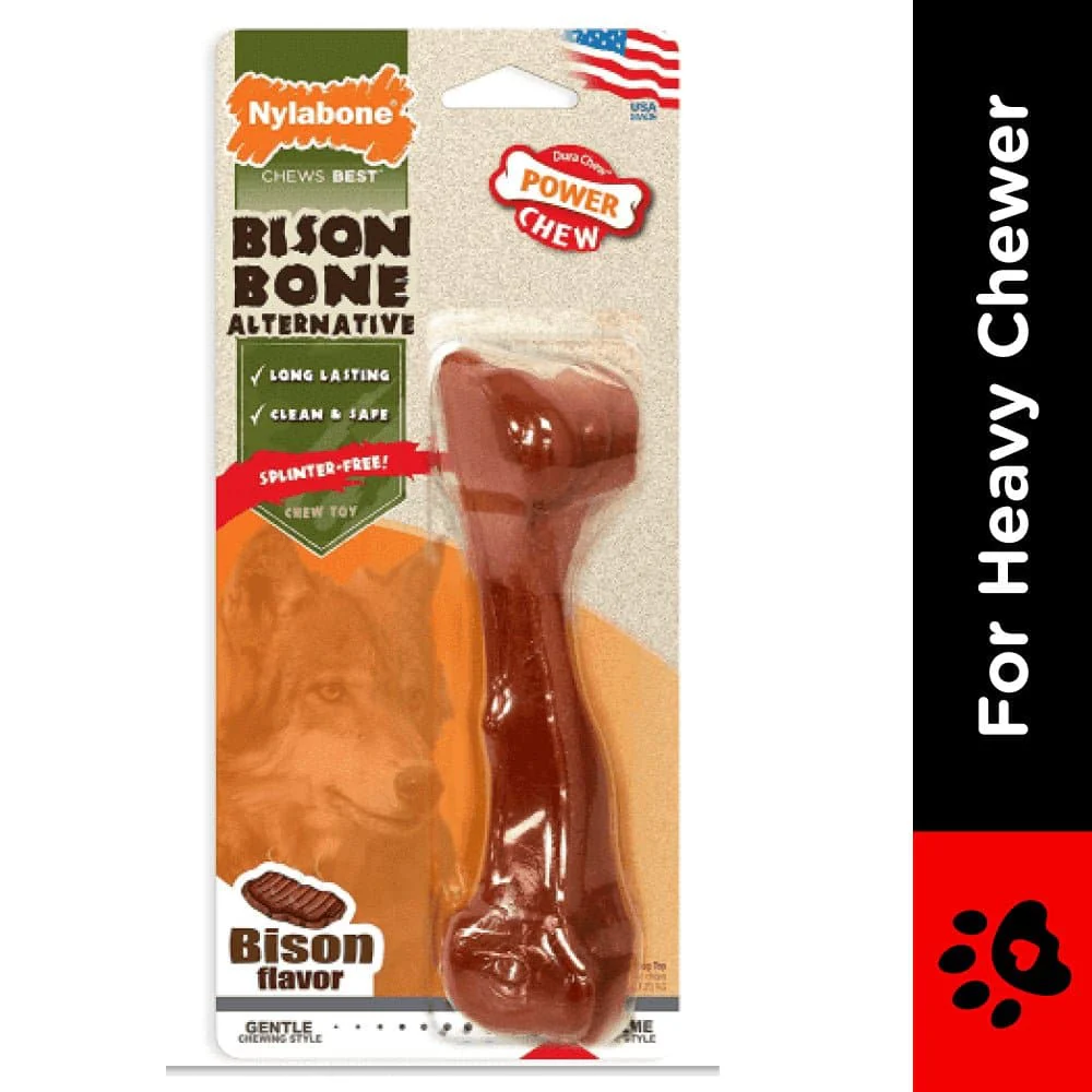 Nylabone Bison Flavor Shin Bone Alternative Power Chew Toy for Dogs - Runbopad