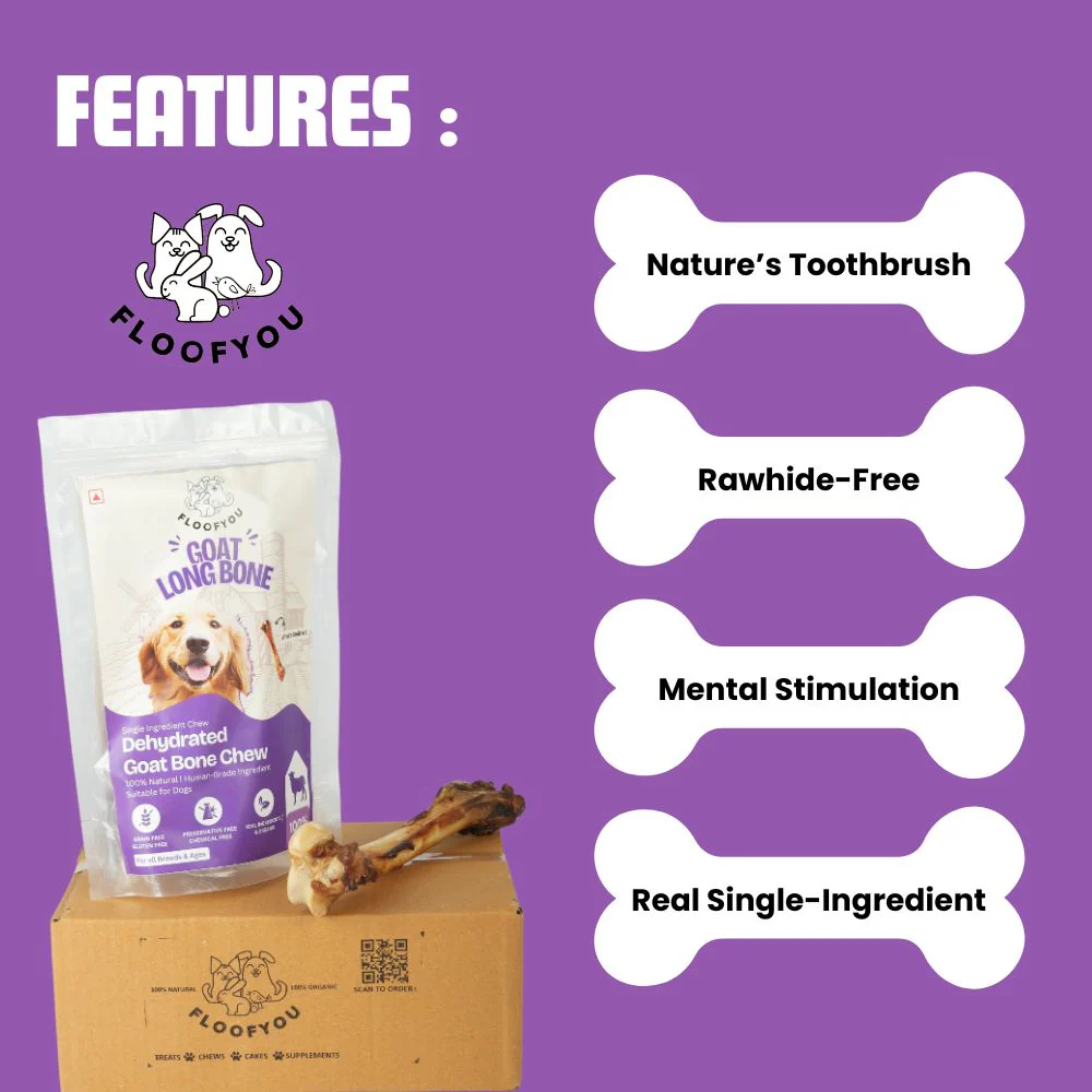 FloofYou Air Dried Goat Marrow Bone Chew Dog Treats - Runbopad