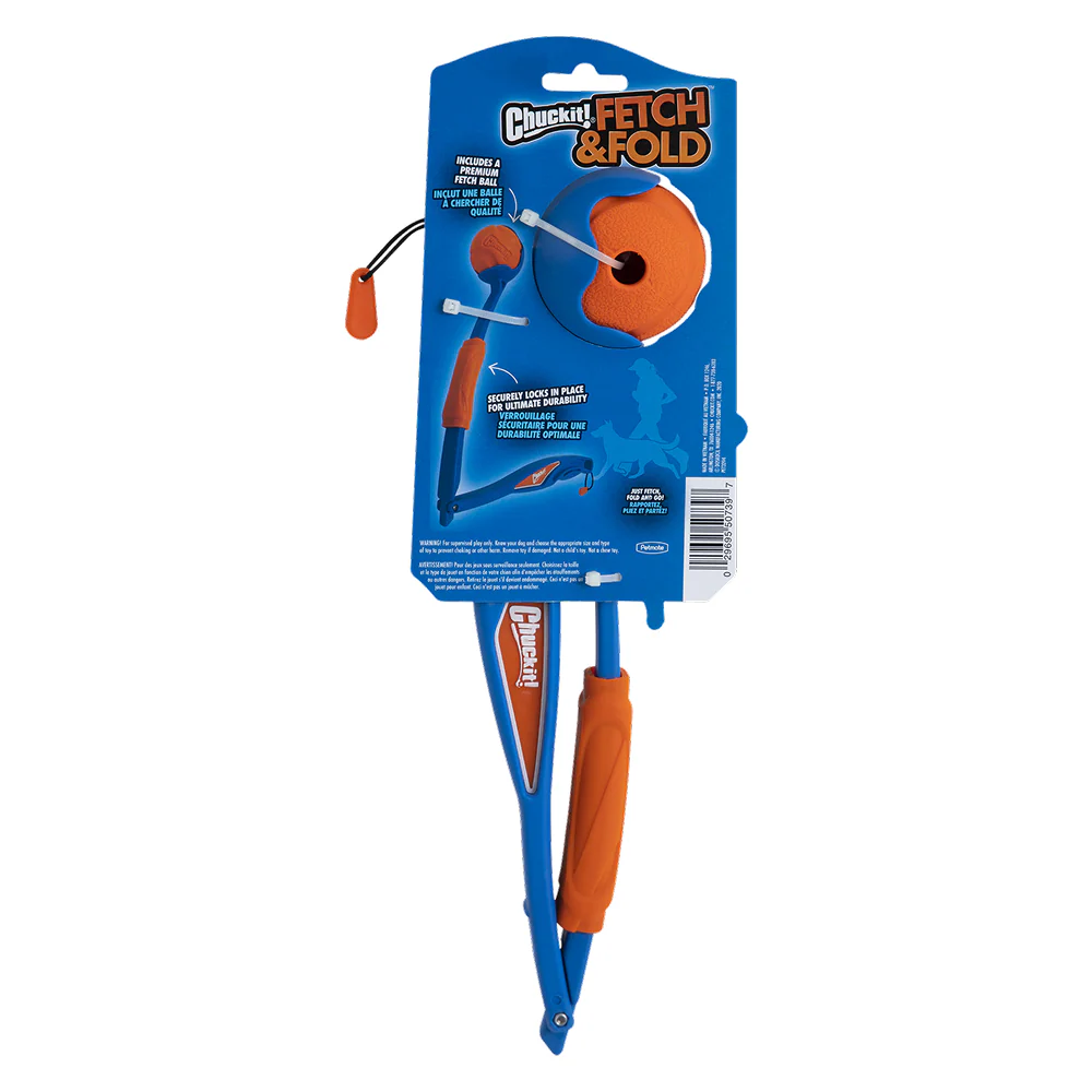 Chuckit! Fetch and Fold Ball Launcher for Dogs (Blue/Orange) - Runbopad