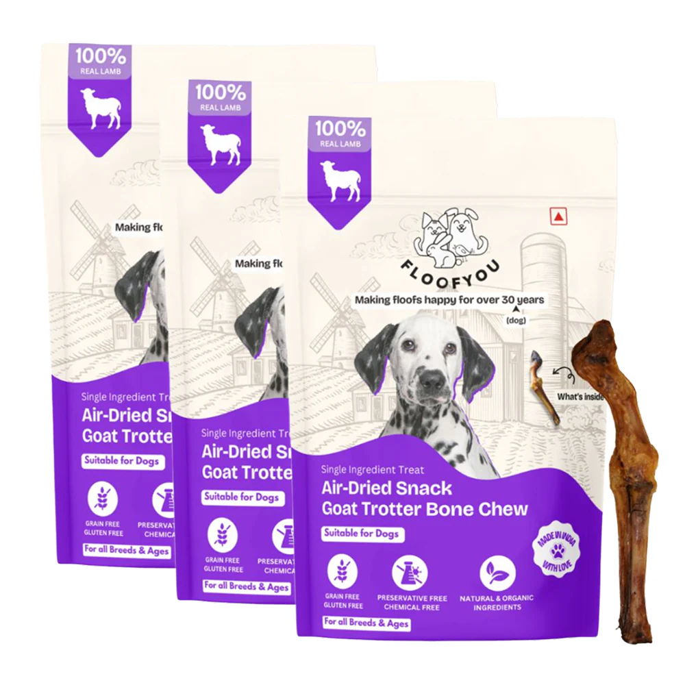 FloofYou Air Dried Goat Trotter Bone Chew Dog Treats - Runbopad