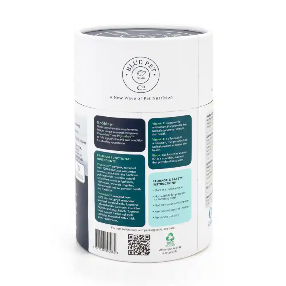 Blue Pet Co Go Shine Peanut Butter Flavor Skin & Coat Chewable Supplement for Dogs - Runbopad