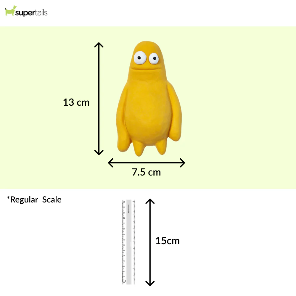 Squeeezys Latex Monster Brother Squeaky Chew Toy for Dogs (Yellow) - Runbopad