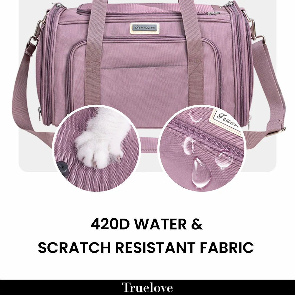 Truelove 3 Side Expandable Duffle Carrier for Dogs and Cats (Wistful Mauve) - Runbopad