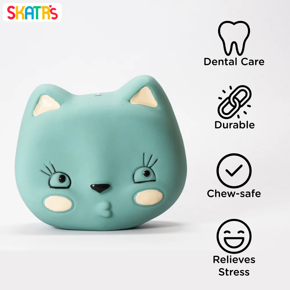 Skatrs Latex Squeaky Miss Cat Toy for Dogs and Cats (Green) - Runbopad