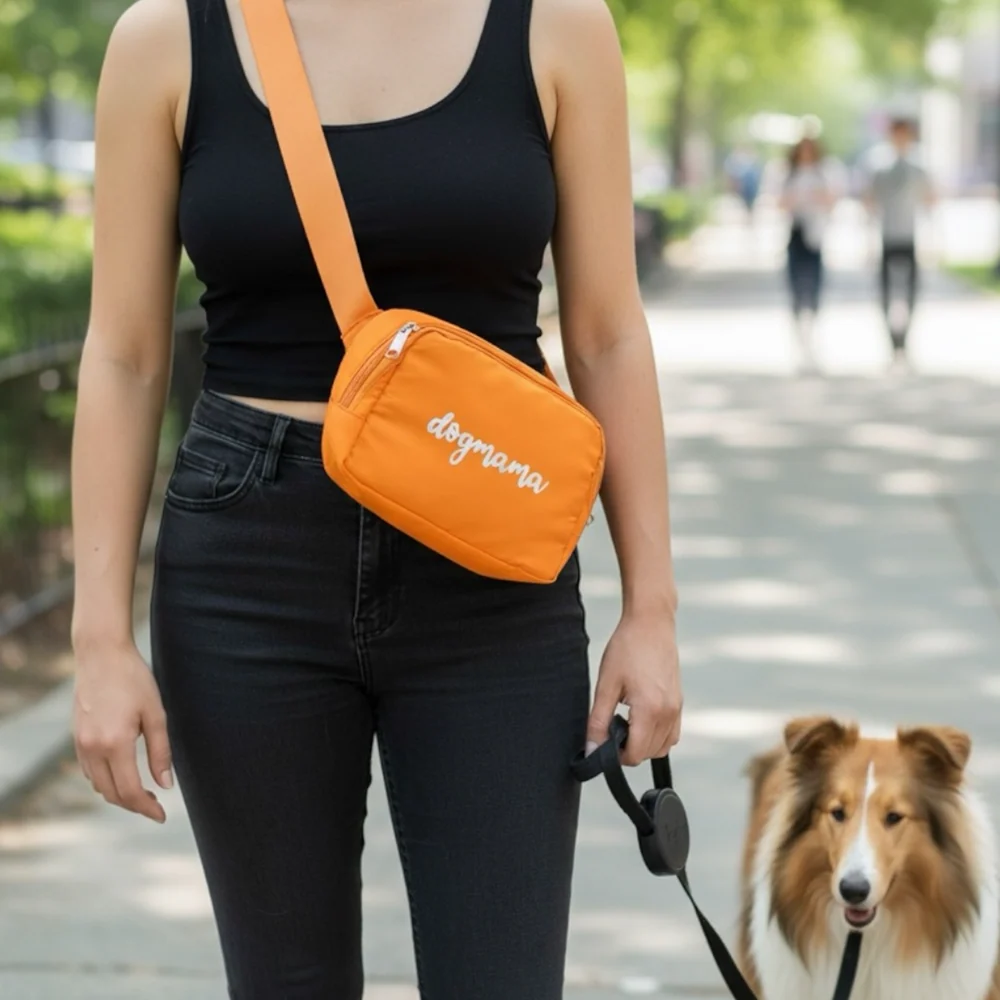 Talking Dog Club Dog Mama Waist Pouch Carry All Tote Bag for Women (Orange) - Runbopad