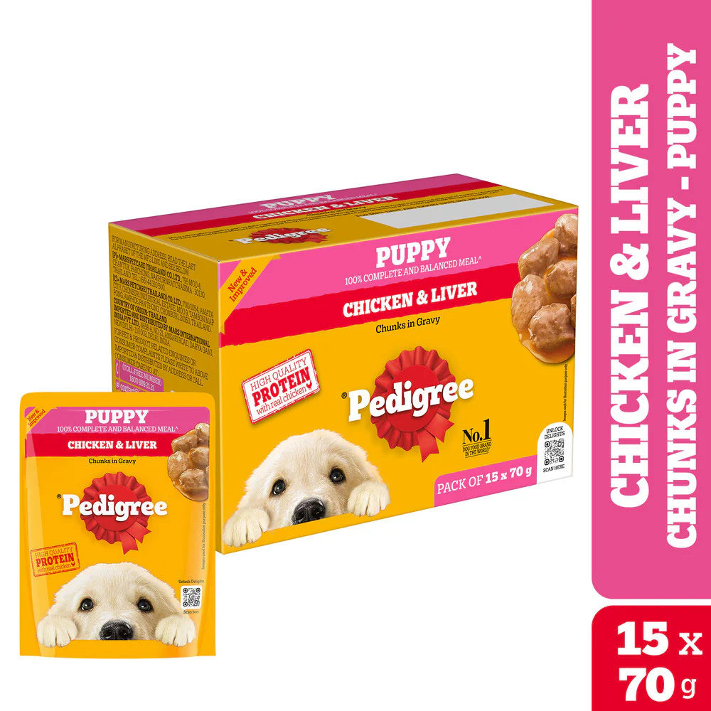 Pedigree Chicken & Liver Chunks in Gravy Puppy Wet Dog Food - Runbopad