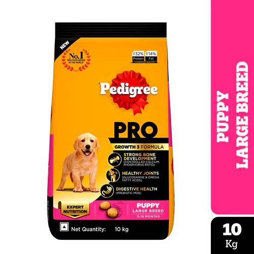 Pedigree PRO Large Breed Puppy Dry Food, Pedigree Chicken Liver Gravy Adult Dog Wet Food Combo - Runbopad