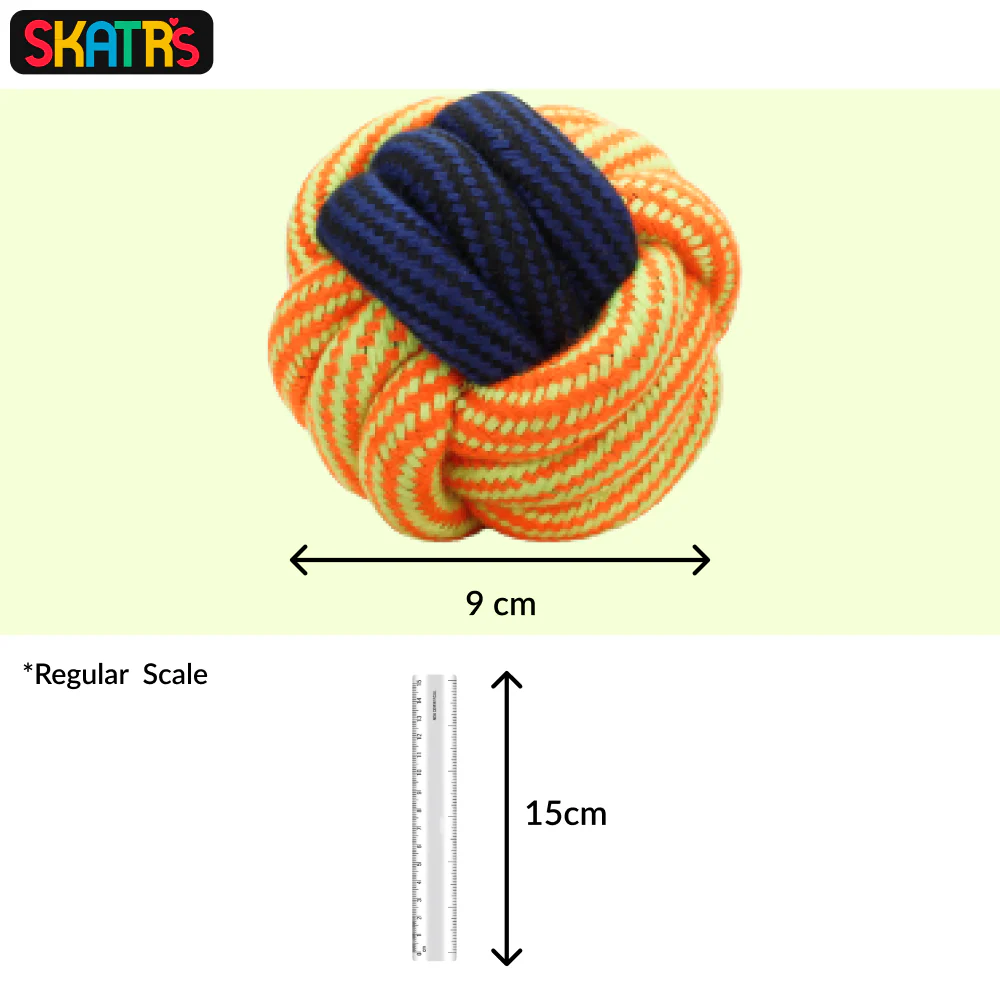 Skatrs Ball Shaped Twisted Rope Chew Toy for Dogs and Cats (Yellow/Blue) - Runbopad