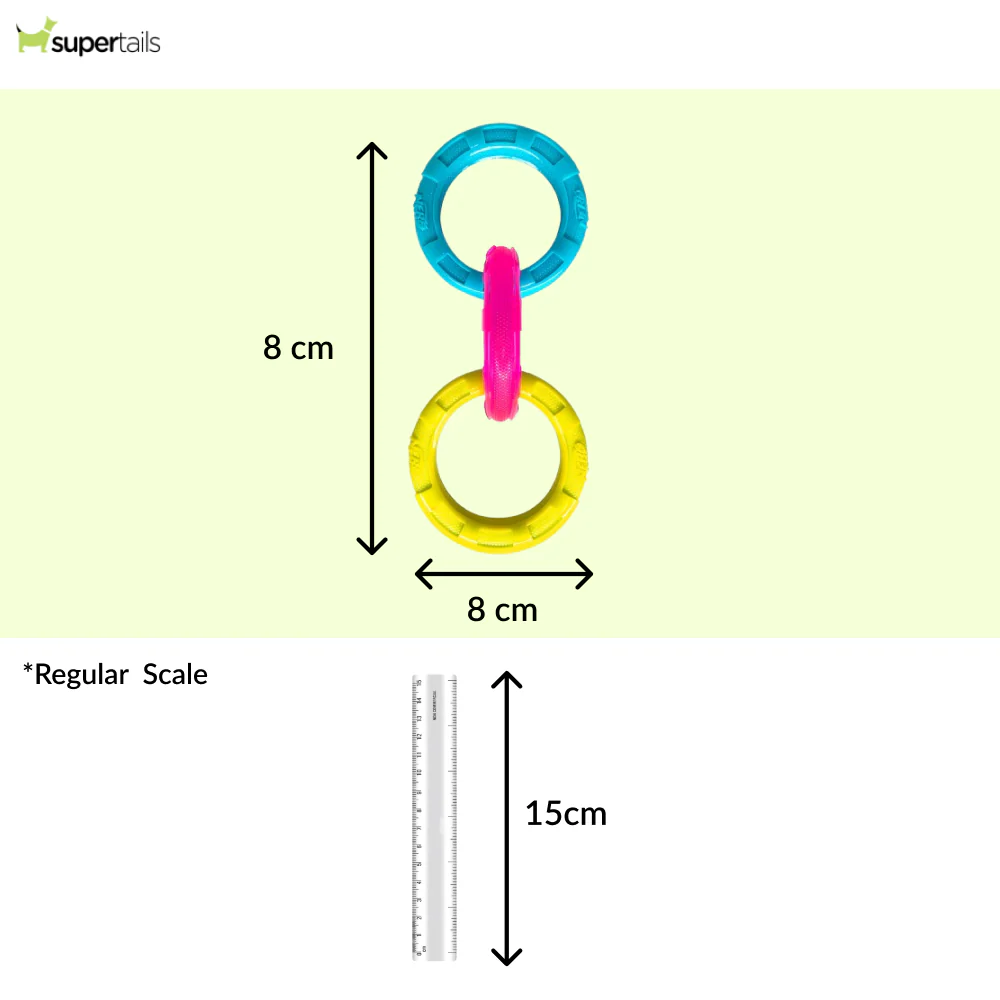 Nerf Dog Translucent Spike 3 Rings Toy for Dogs (Blue/Pink/Yellow) - Runbopad