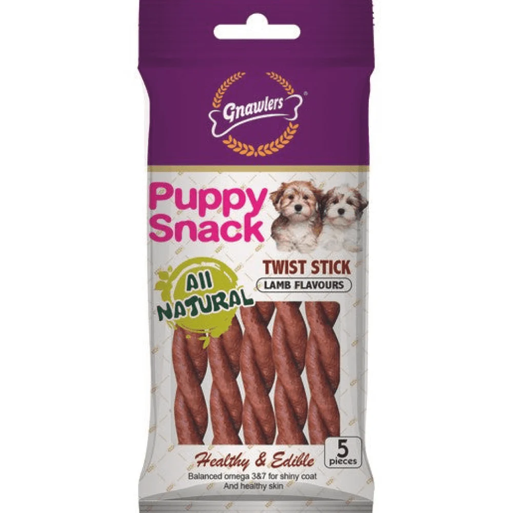Gnawlers Puppy Snack Lamb Twist Stick, Kennel Kitchen Chicken Flaxseed Stick Dog Treats Combo - Runbopad