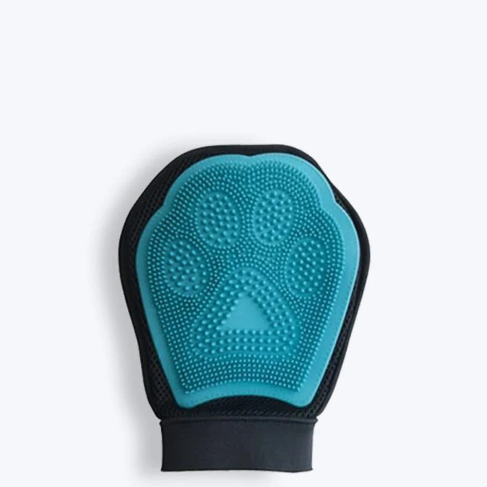 M Pets Grooming Mitt for Dogs and Cats (Black/Blue) - Runbopad