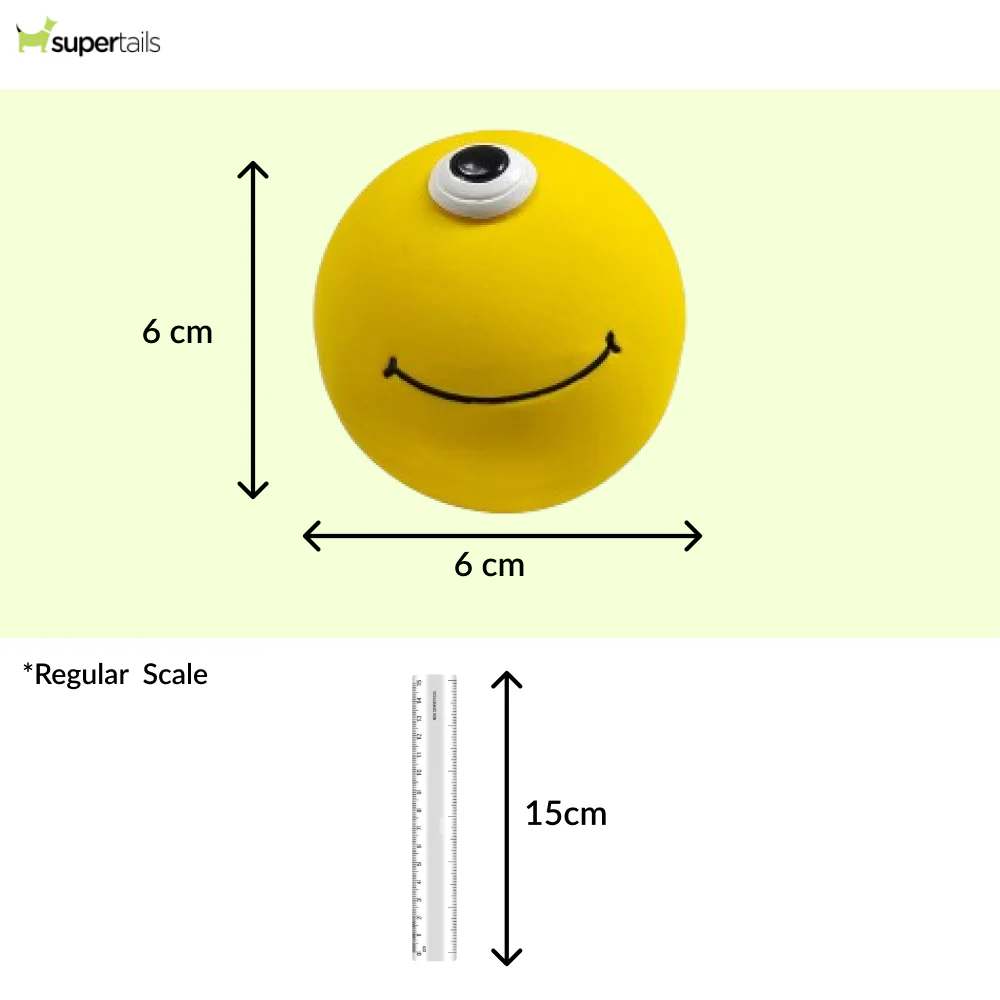 Squeeezys Latex Monster Ball Chew Toy for Dogs (Yellow) - Runbopad