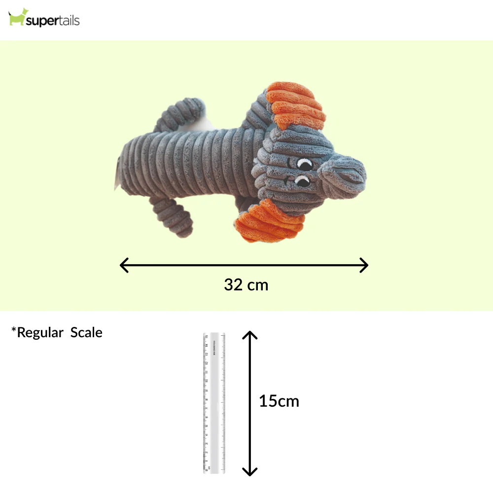 M Pets Bobby Plush Toy for Dogs (Gray/Orange) - Runbopad