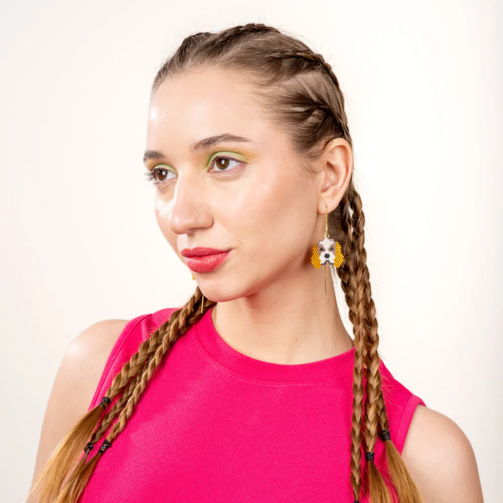 Jenni & Janki Handcrafted Miyuki Beaded Beagle Dog Earrings - Runbopad