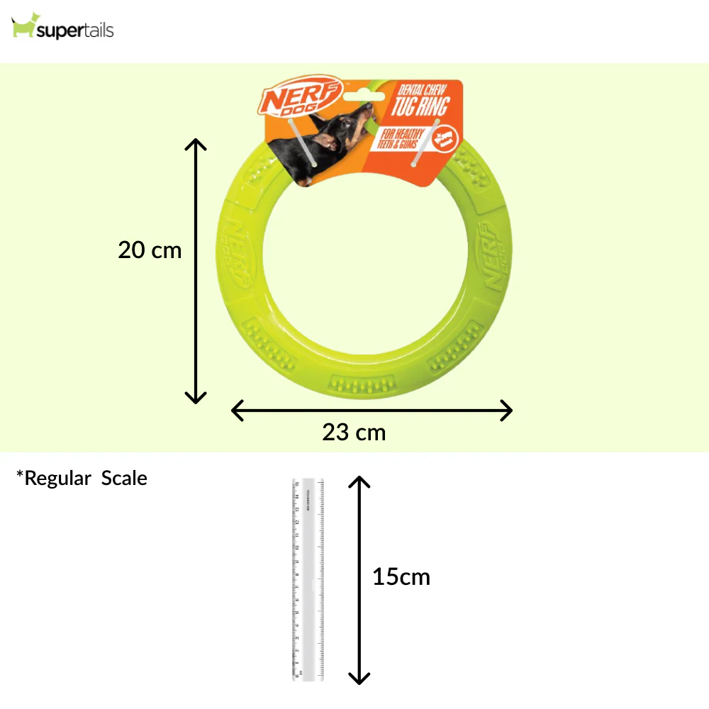 Nerf Dog Dental Tug Ring Toy for Dogs (Green) - Runbopad