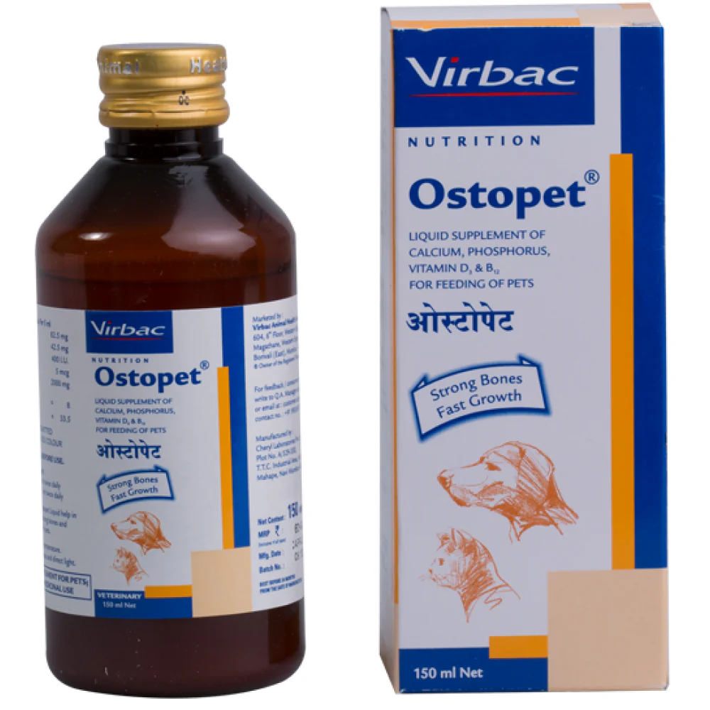 Virbac Ostopet Calcium Supplement Syrup and Intas Zipvit Multi Vitamin Supplement for Dogs & Cats  (200ml) Combo - Runbopad