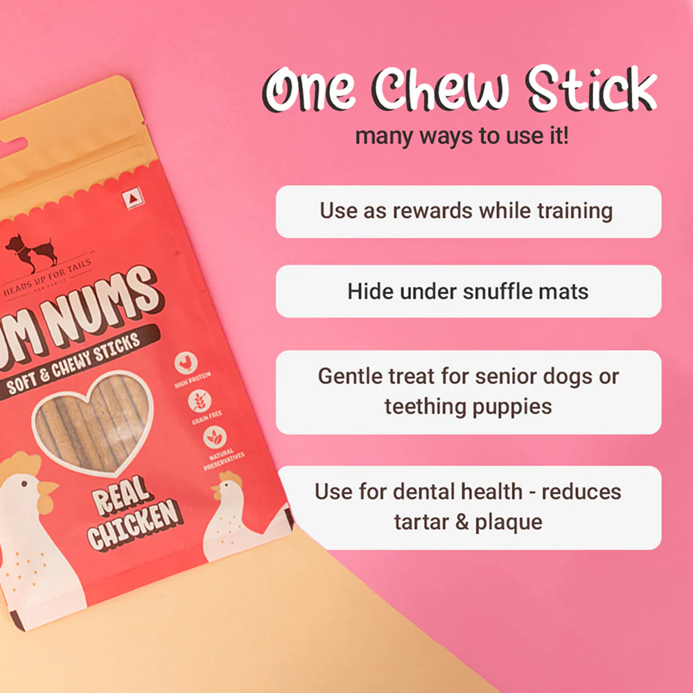 HUFT Yum Nums Real Chicken Soft & Chewy Sticks Dog Treats - Runbopad