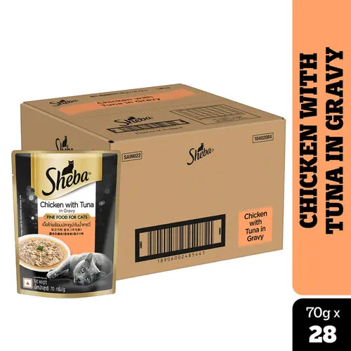 Sheba Chicken With Tuna In Gravy Rich Premium Adult Fine Cat Wet Food - Runbopad