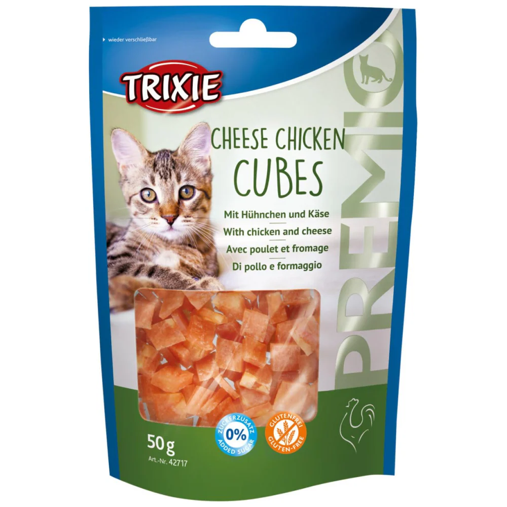 Trixie Premio Cheese Chicken & Kittos Purr fect Fish Chicken Cubes Cat Treats - Runbopad