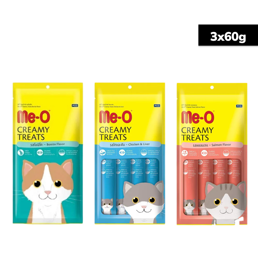 Me O Creamy Chicken & Liver, Salmon and Bonito Cat Treat Combo - Runbopad