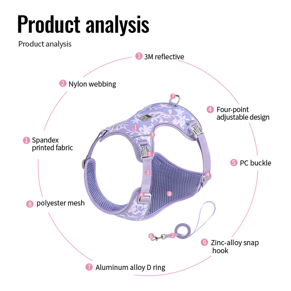 Truelove Ultra Light Harness & Leash Set for Small Dogs (Blue Coral) - Runbopad