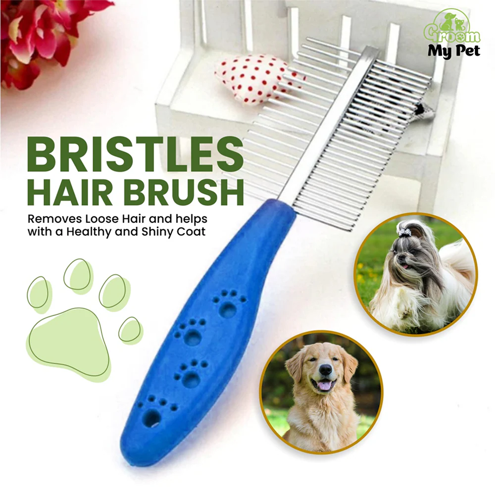 Groom My Pet Double Side Steel Comb for Dogs and Cats (Blue) - Runbopad
