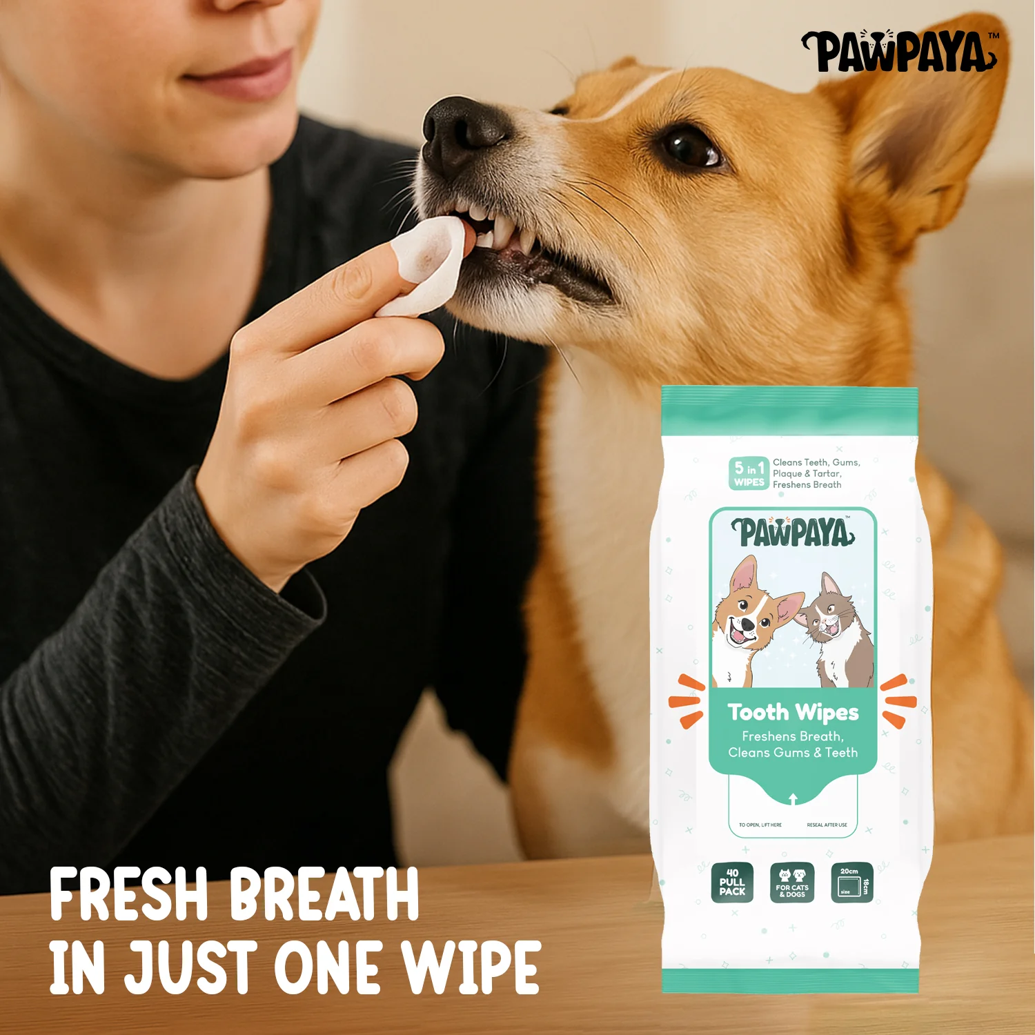 Pawpaya Tooth Wipes for Dogs and Cats - Runbopad