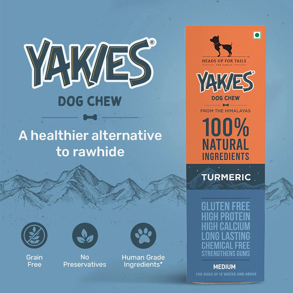 HUFT Yakies 100% Natural and Vegetarian Turmeric Gluten Free Chew Bone for Dogs - Runbopad