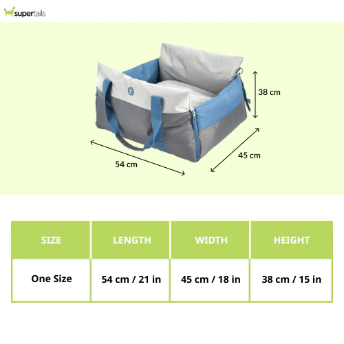 Barkbutler x Fofos Car Seat Carrier for Dogs and Cats (Grey/Blue) - Runbopad