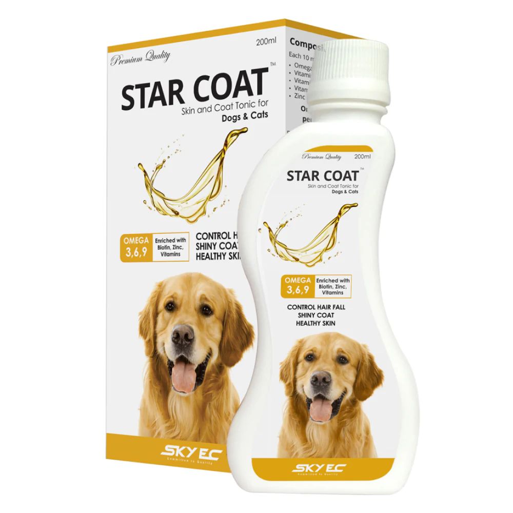 Skyec Star Coat Omega 3 + 6 Syrup (200ml) and Mankind Hepamust Liver Tonic Appetite Booster (200ml) for Dogs and Cats Combo - Runbopad
