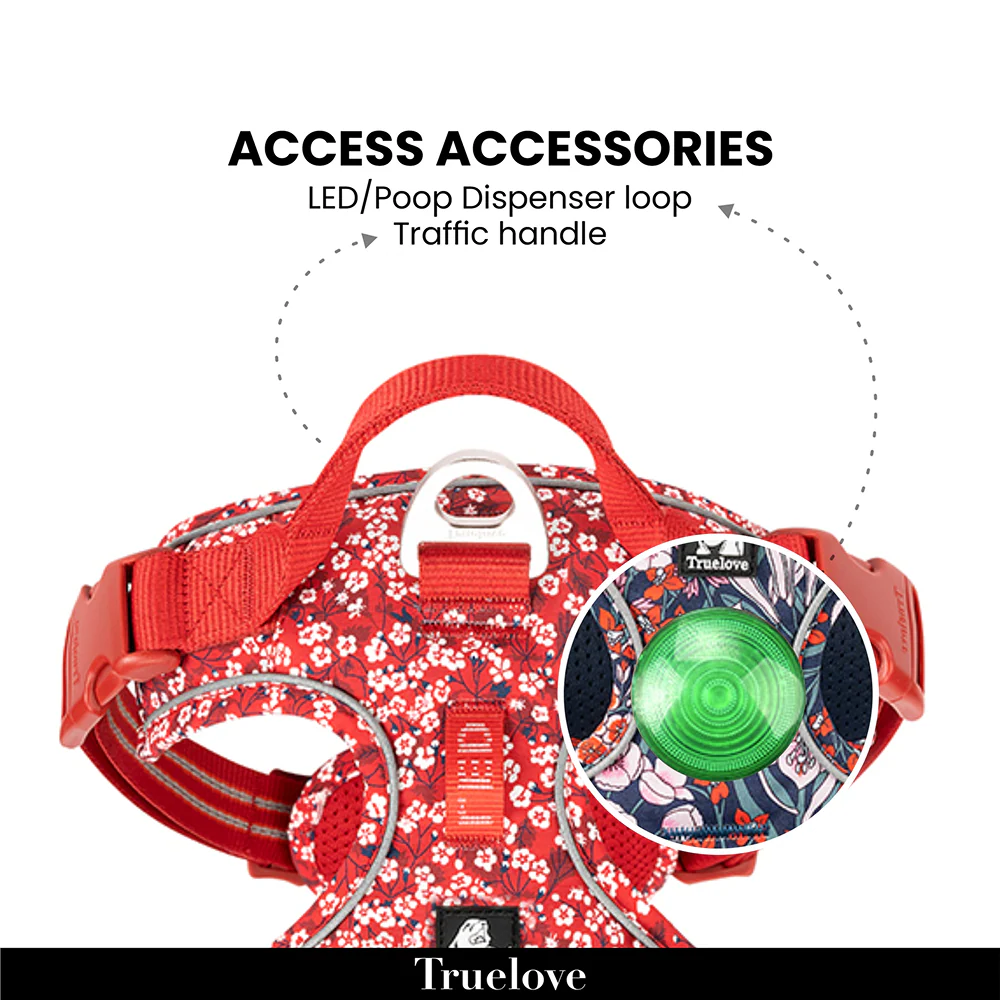 Truelove Floral No Pull Pet Harness for Dogs (Poppy Red) - Runbopad