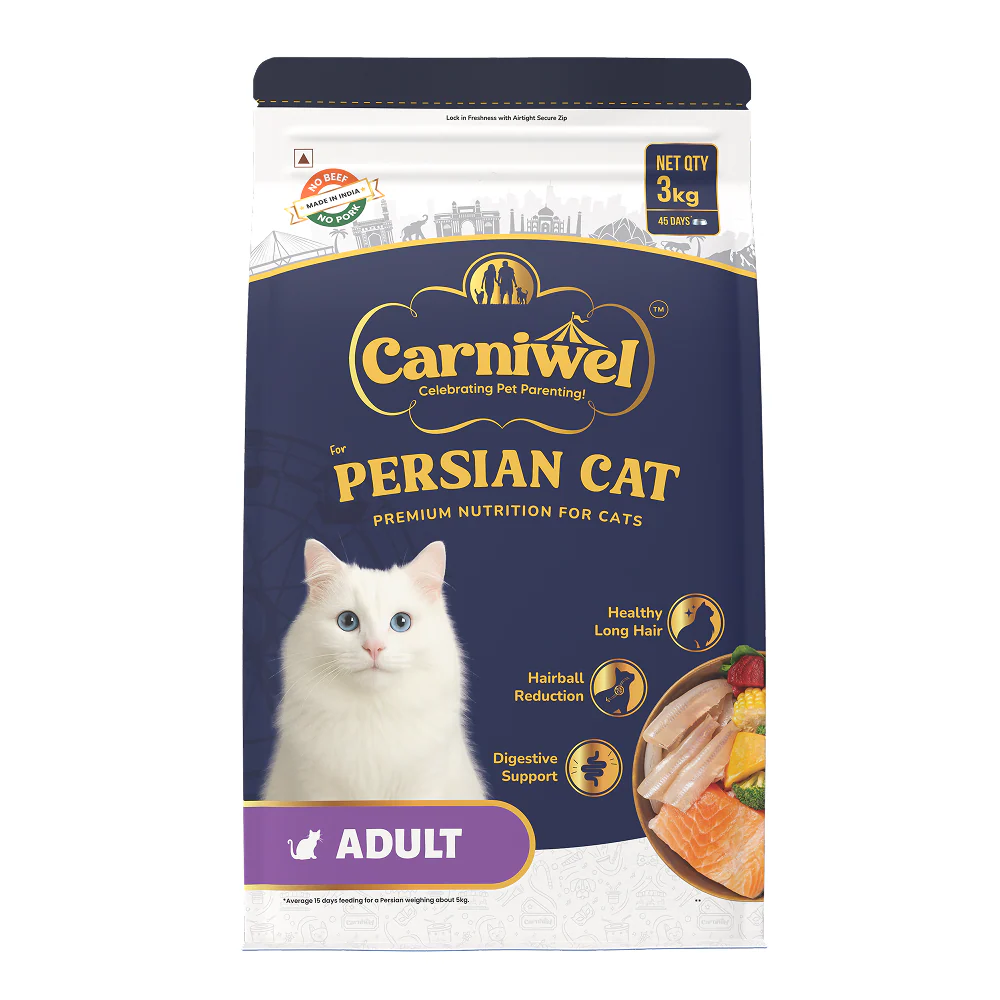 Carniwel Natural Nutrition for Skin, Digestion & Hairball Control Persian Adult Cat Dry Food - Runbopad
