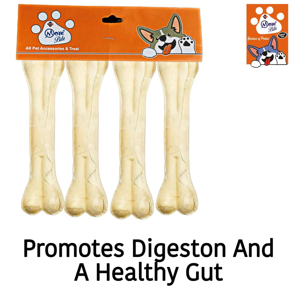 More Bites Pressed Chicken Chew Bones Dog Treat (4inches) - Runbopad