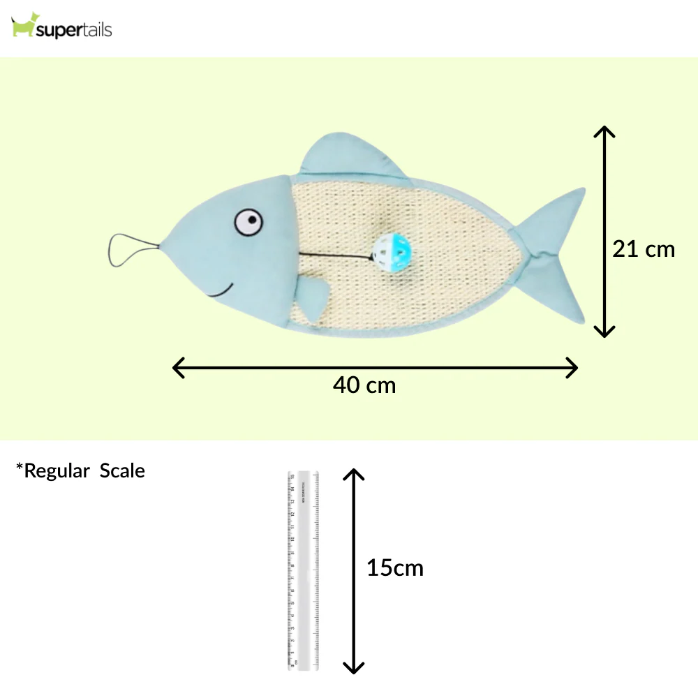 Talking Dog Club 2 in 1 Fish Scratcher Mat for Cats (Blue) - Runbopad
