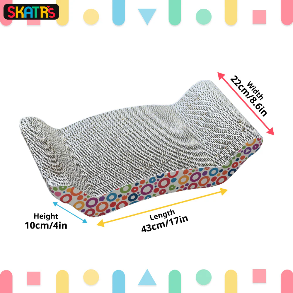 Skatrs Whisker Wonder Corrugated Cardboard Cat Scratcher with 2g Premium Catnip Free - Runbopad