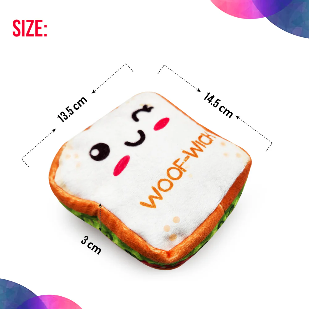 Goofy Tails Food Buddies Sandwich Plush Toy for Dogs - Runbopad