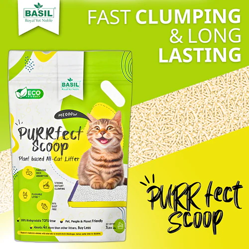 Basil Purrfect Milk Powder Scented Clumping Cat Litter - Runbopad