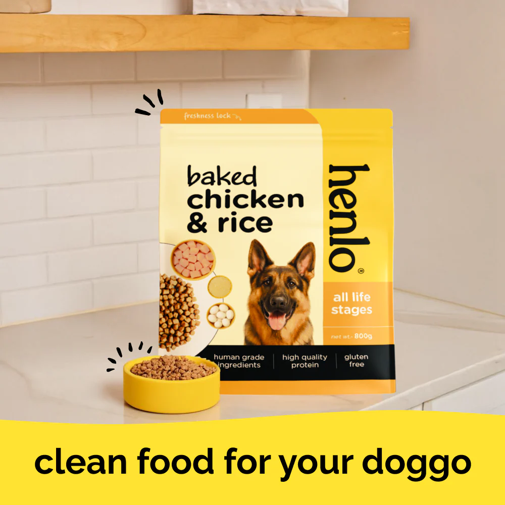 Henlo Baked Chicken & Rice Adult and Puppy Dog Dry Food | 100% human grade ingredients - Runbopad