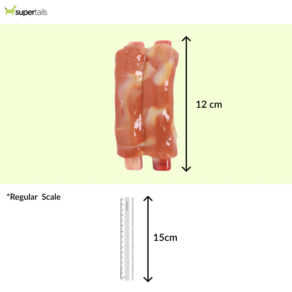 M Pets Carnivore Spare Ribs Bacon Scented Chew Toy for Dogs (Orange) - Runbopad