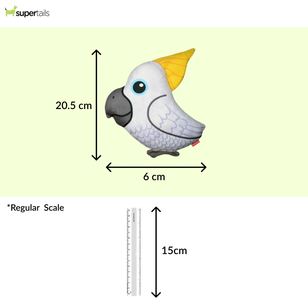 Red Dingo Durables Cockatoo Fetch Toy For Dogs (White) - Runbopad