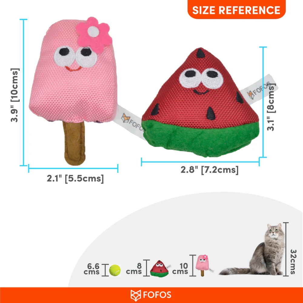 Barkbutler x Fofos Summer Watermelon with Popsicle Toy for Cats - Runbopad
