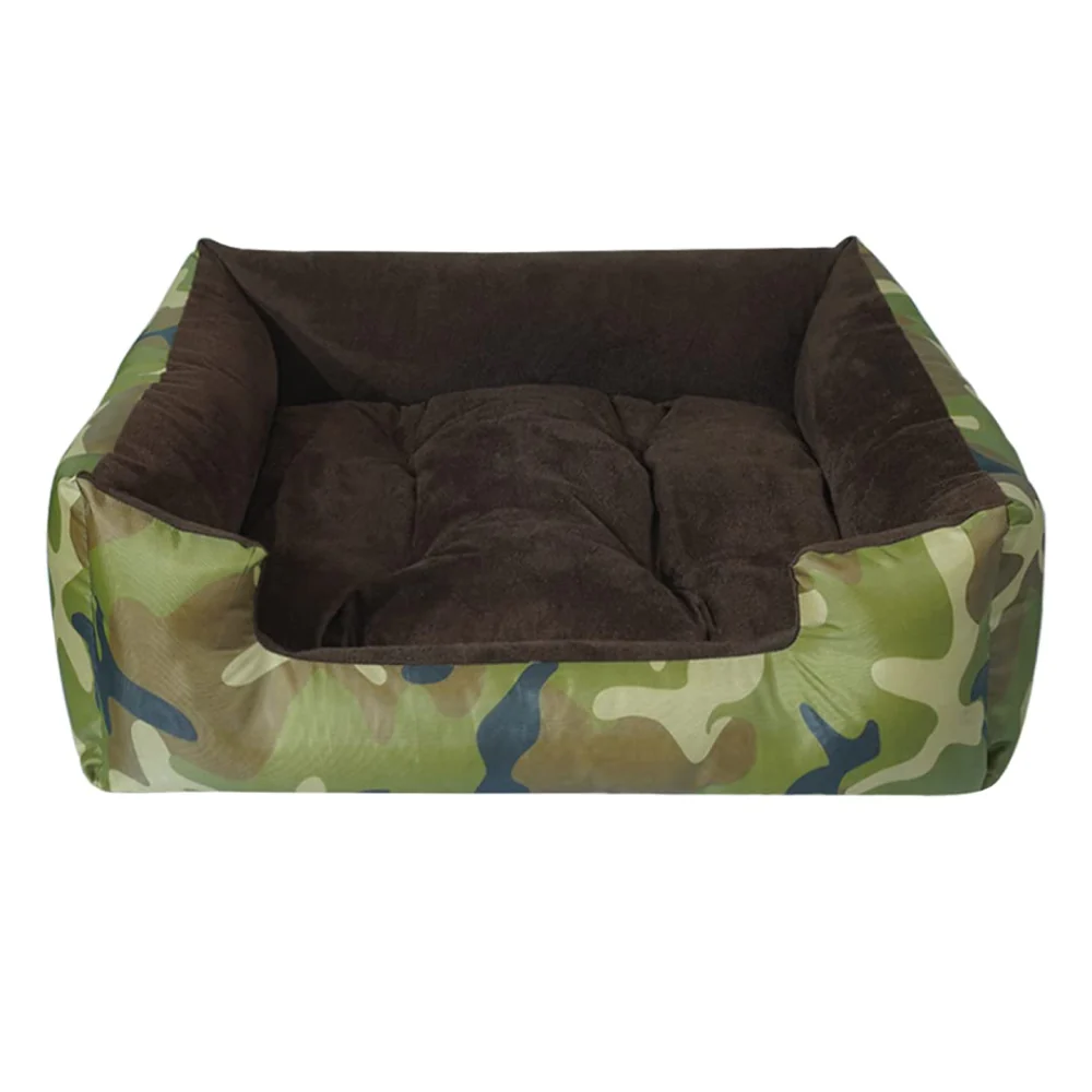 Hiputee Polyester Canvas Velvet Fabric Rectangular Bed for Dogs and Cats (Armyprint) - Runbopad