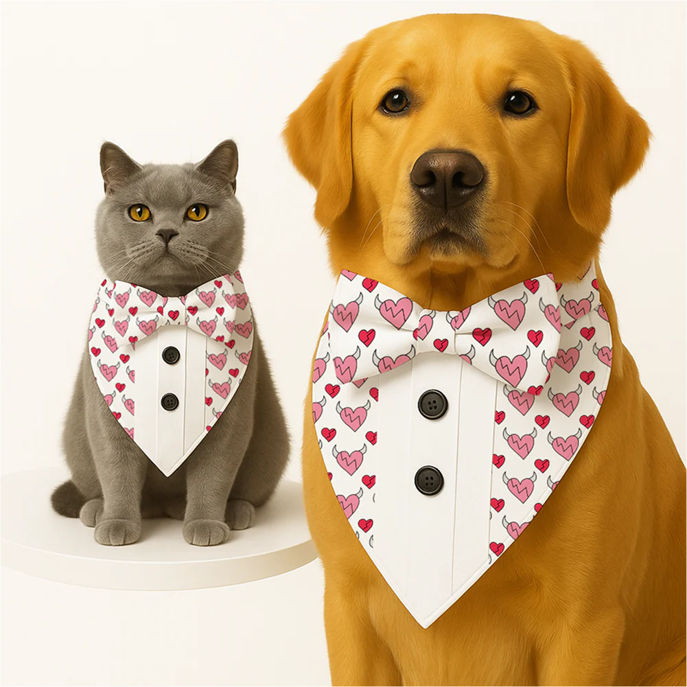 PawsIndia Valentines Edition Hearts with Wings Printed Tuxedo for Dogs and Cats - Runbopad