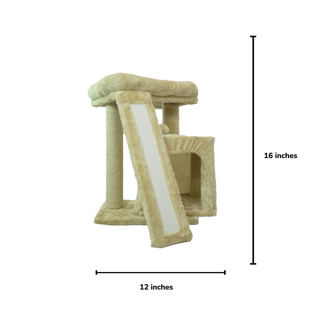 Skatrs Cat Tree Indoor Climbing Activity Tower with Scratching Posts for Cats (Beige) - Runbopad