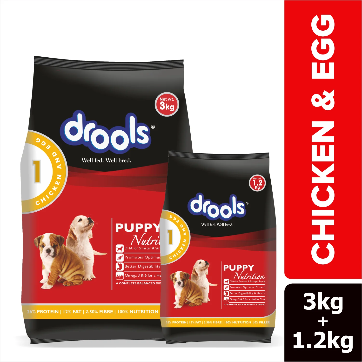 Drools Chicken and Egg Puppy Dog Dry Food - Runbopad