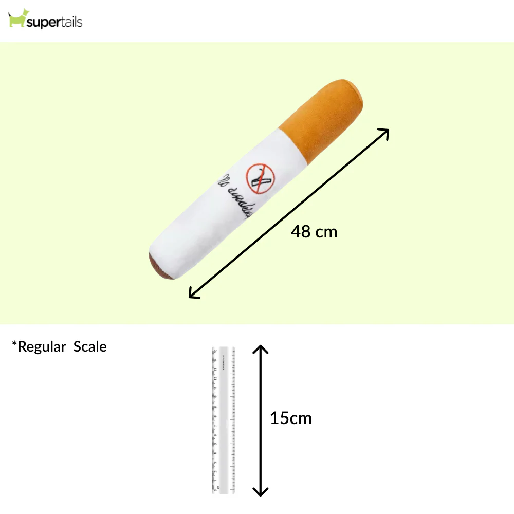 Talking Dog Club XL No Smoke Cigarette Plush Toy for Dogs (White) - Runbopad