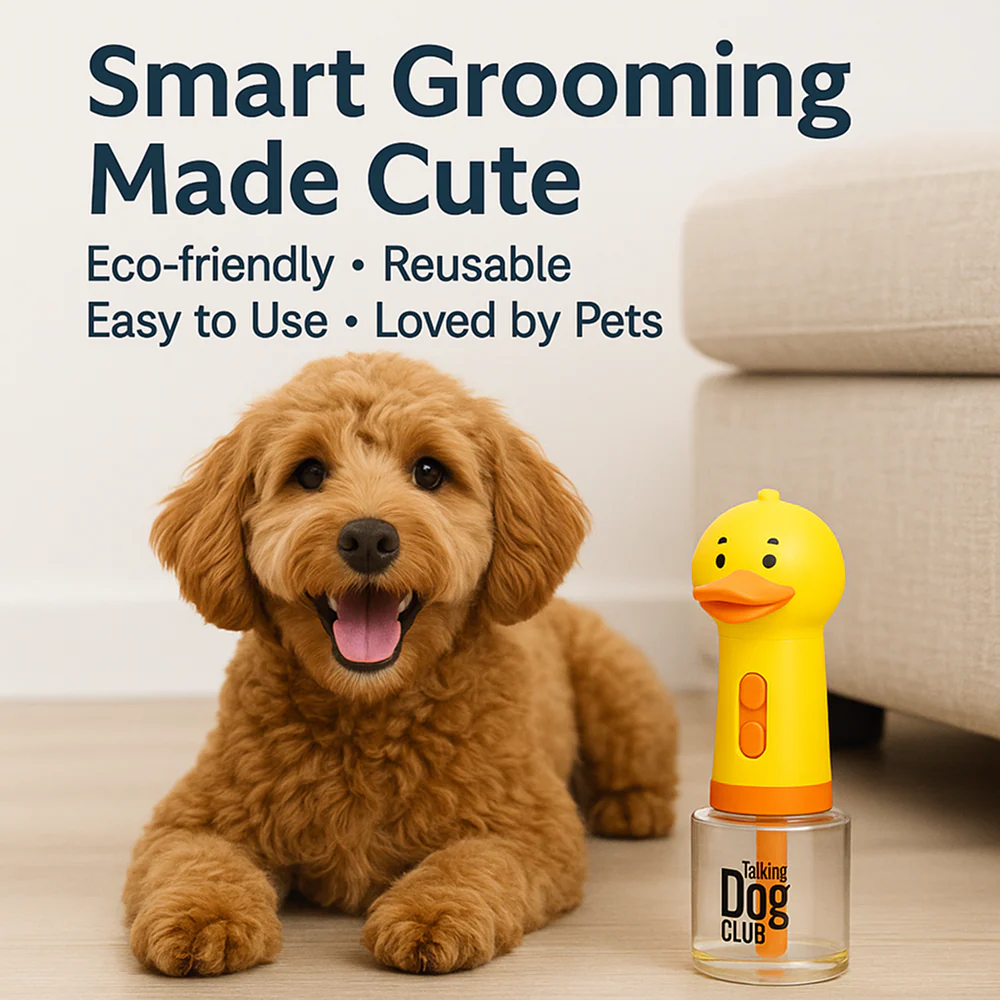Talking Dog Club Oh Duck Shampoo Dispenser Spray with Free Bath brush for Dogs and Cats (Yellow) - Runbopad